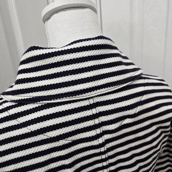 Cabi Harbor Jacket Small Stripes Knit navy White Button-Front Drawstring Waist - Picture 11 of 16